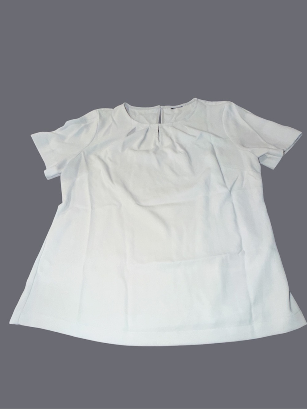 Brooks Brothers Light Blue/Grey Keyhole Back Blouse Short Sleeve
